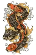 koi fish and dragon wrapped tattoo design idea