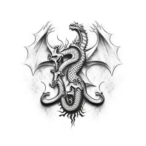 Dragon 7deadly sins, sin of wrath with text tattoo design idea