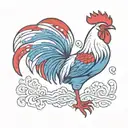 Rooster Blue White Red tattoo design idea