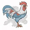 Rooster Blue White Red tattoo design idea