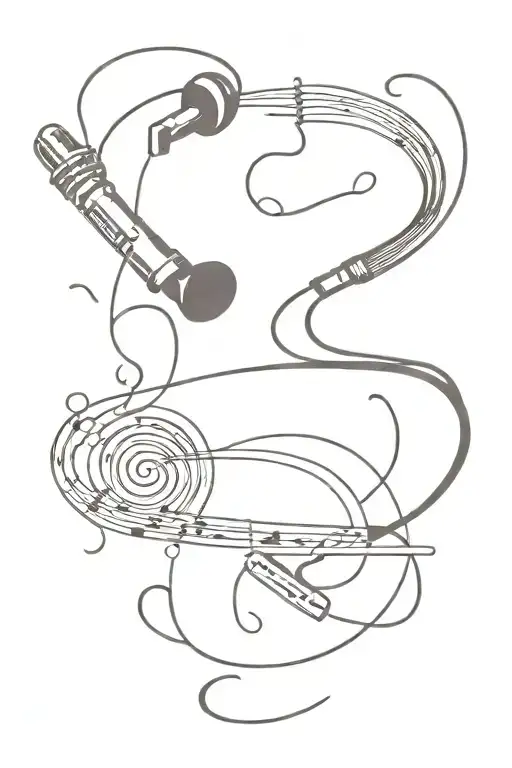 Music and microphone tattoo design idea