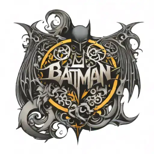 Batman symbol made from letters KAPDM tattoo design idea