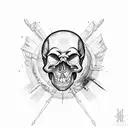 Nordic ruin on skull tattoo design idea