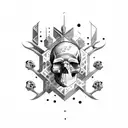 Nordic ruin on skull tattoo design idea