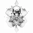 Nordic ruin on skull tattoo design idea