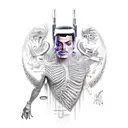 A drawing that suited the cover of Michael Jackson's album Dangerous, Freddy mercury and electronic music tattoo design idea