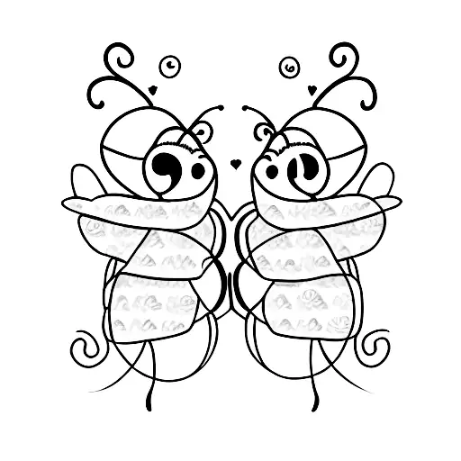 2 bumble bees in love tattoo design idea