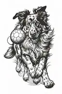 Australian Shepard chasing a ball tattoo design idea