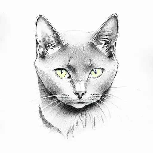 Russian blue cat tattoo design idea