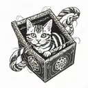  orange and white tabby cat in udon box, but it's a black and white tattoo tattoo design idea