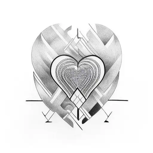 a heart with lines vertically arranged tattoo design idea