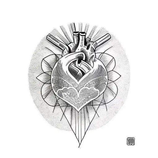 a heart with very thin lines vertically arranged tattoo design idea