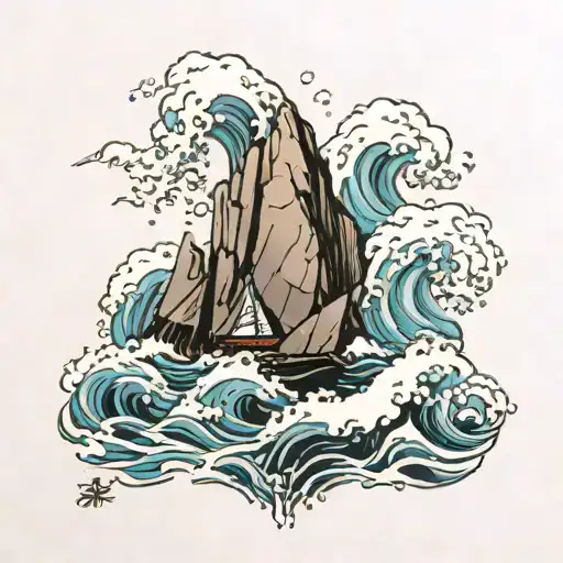 “To be like the rock that the waves keep crashing over. It stands unmoved and the raging of the sea falls still around i tattoo design idea