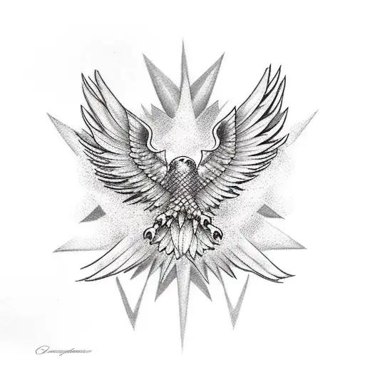 eagle spread wings and snake tattoo design idea