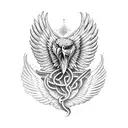 eagle spread wings and snake tattoo design idea