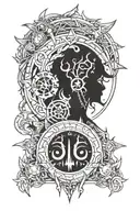 {   "prompt": "Tattoo design combining elements from Elder Scrolls Skyrim and World of Warcraft. The design features the tattoo design idea