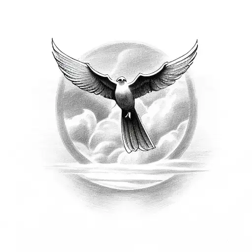 Dove with olive branch  clouds and a halo on top of a cross with 1926 inside cross tattoo design idea