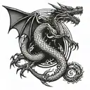 dragon with paranormal order rituals and half moon tattoo design idea
