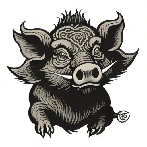 wild boar face tattoo design idea