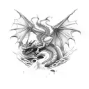 Dragon kodama tattoo design idea