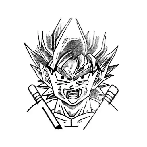 Son Goku in a chef's hat cooking a Dragon Ball-themed dish tattoo design idea