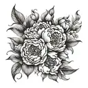 watercolor floral bouquet with peonies and a negative space cross in the center  tattoo design idea