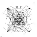 A geometric tattoo design representing the golden ratio with elements of Leonardo da Vinci's work tattoo design idea