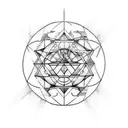 A geometric tattoo design representing the golden ratio with elements of Leonardo da Vinci's work tattoo design idea