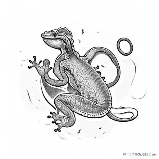 indonesian style gecko tattoo design idea