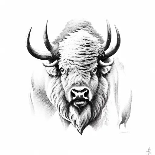 European bison tattoo design idea