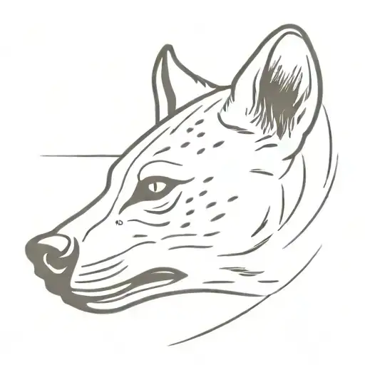 hyena head in front of sun setting tattoo design idea