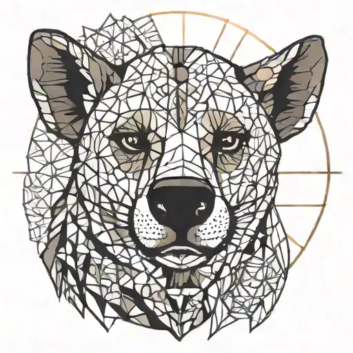 hyena head in front of sun setting tattoo design idea