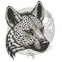 Hyena head in front of sun setting tattoo design idea