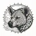 Hyena head in front of sun setting tattoo design idea