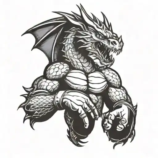 A fierce dragon intertwined with a pair of boxing gloves, representing the strength and power of MMA fighters tattoo design idea