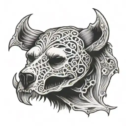 Viking Polar Bear skull tattoo design idea