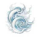 Ocean Waves storm leg long tattoo design idea