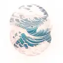 Ocean Waves storm leg long tattoo design idea