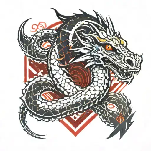 jörmungandr with kratos red stripe tattoo design idea