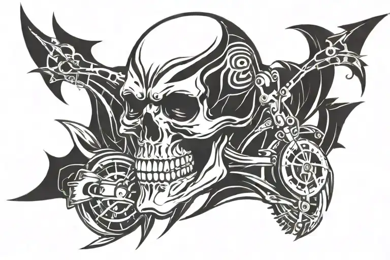 skull biker tattoo design idea