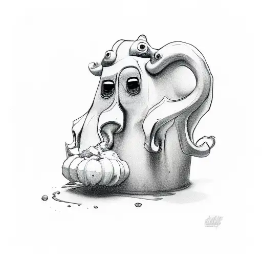 casper like ghost drinking beer  tattoo design idea