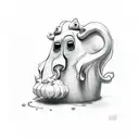 casper like ghost drinking beer  tattoo design idea