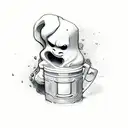 casper like ghost drinking beer  tattoo design idea