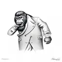 Mafia Gorilla in a 1940s suit smoking a cigar, stars tattoo design idea