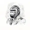Mafia Gorilla in a 1940s suit smoking a cigar, stars tattoo design idea