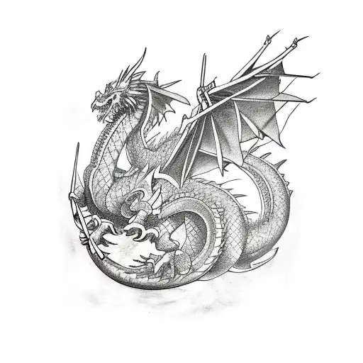 hanzo dragon three swords tattoo design idea