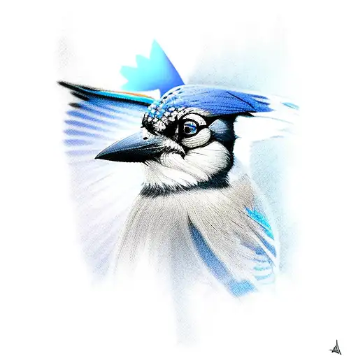 an outline of a blue jay with its wings open tattoo design idea