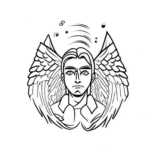 angel boy grief remember tattoo design idea