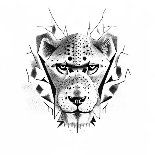 three lions in a forest hunted by some hyenas tattoo design idea