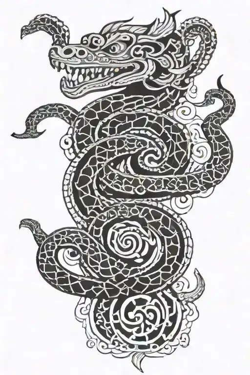 aztec serpent wrapped tattoo design idea